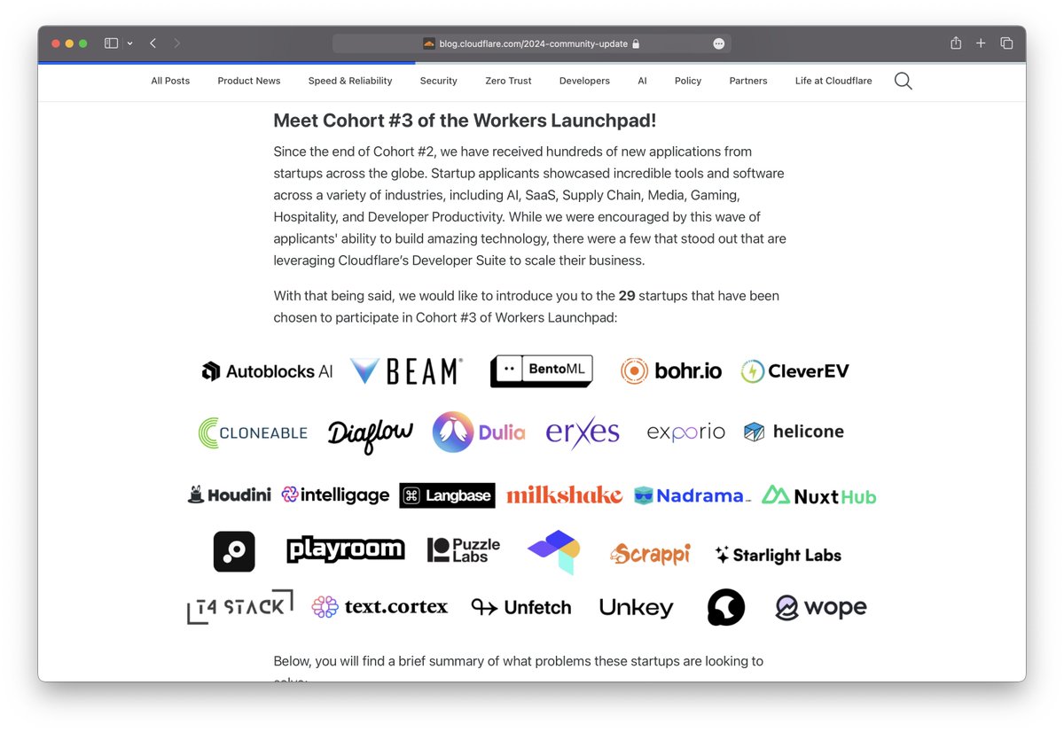 I've been a Cloudflare fan, even a fanatic, for many years💖 — even met w/ @irensaltali thanks to CF Workers project! I'm thrilled that @wopehq was one of the 29 companies accepted into Cohort #3 out of nearly 1000 applicants, where Cloudflare works 1v1 with selected startups🥳