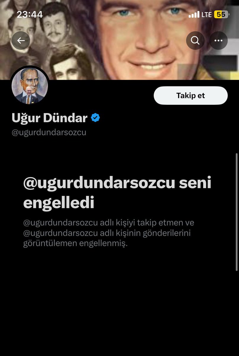 Sayın Kemal Kılıçdaroğlu sözde gazeteci Uğur Dündar balonunu öyle bir patlattı ki herif sinirinden Kemal Dedenin paylaşımına yorum yapan herkesi tek tek engelliyor. Her devrin adamı engellemende fayda etmez bugün senin gerçek yüzünü cümle alem öğrendi.