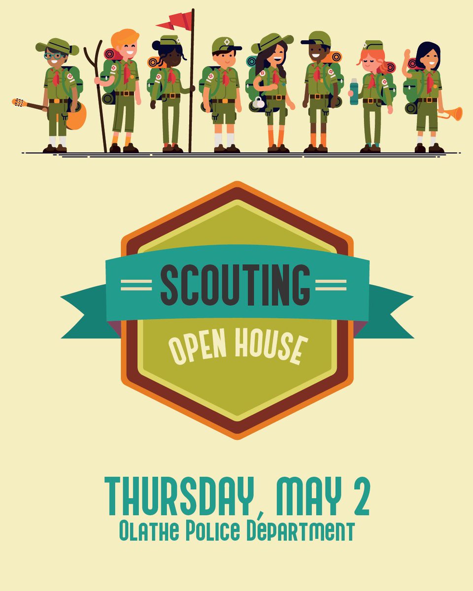 🫡 Calling all scouts! We're hosting a Scouting Open House at the @OlathePolice headquarters on May 2. Scouts will have a chance to ask questions, meet police officers and firefighters, and get a behind the scenes look at city government. Register at go.olatheks.gov/ScoutingOpenHo…