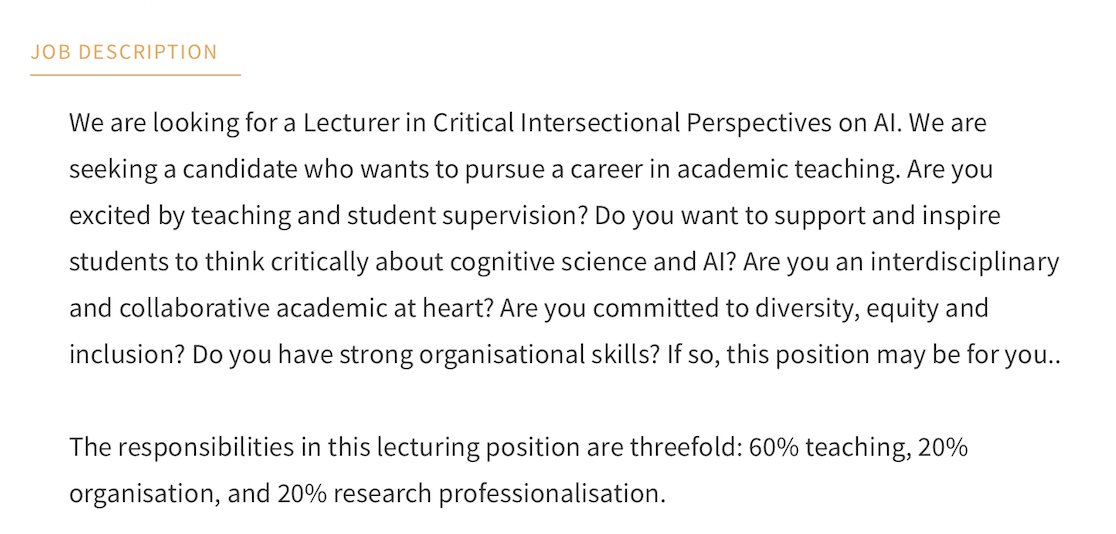 💫Vacancy: Lecturer in Critical Intersectional Perspectives on AI Come work with us! @Radboud_Uni @AI_Radboud Deadline: April 30 academictransfer.com/en/340045/lect…