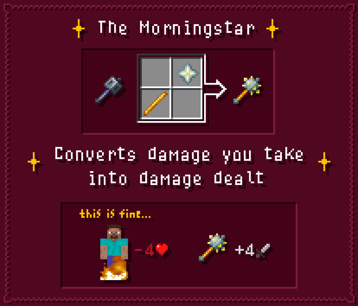 Quick weapon concept of the Morningstar, a counterpart to the Mace
#minecraft #pixelart