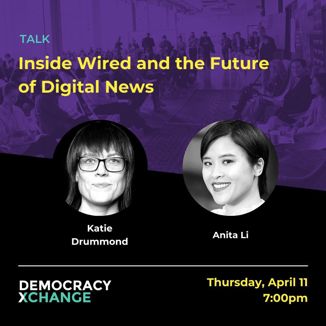 Join #DXC24 for Inside Wired & the Future of Digital News on Apr 11—Free @torontolibrary. What's at stake when technology changes journalism? @katiedrumm of @WIRED discusses the future of digital news w/ journalist @neeeda from @GreenLineTO. Register at: ow.ly/8JBf50QWKO8