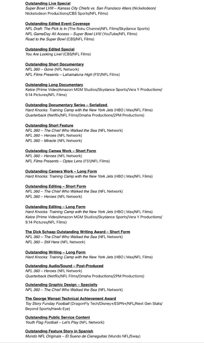 .@nfl picked up a whopping 29 Sports Emmy nominations for tremendous work across ⁦@NFLFilms⁩ ⁦@nflnetwork⁩ and @nfl345. Ceremony slated for May 21 in NYC. via ⁦@NFLMedia⁩
