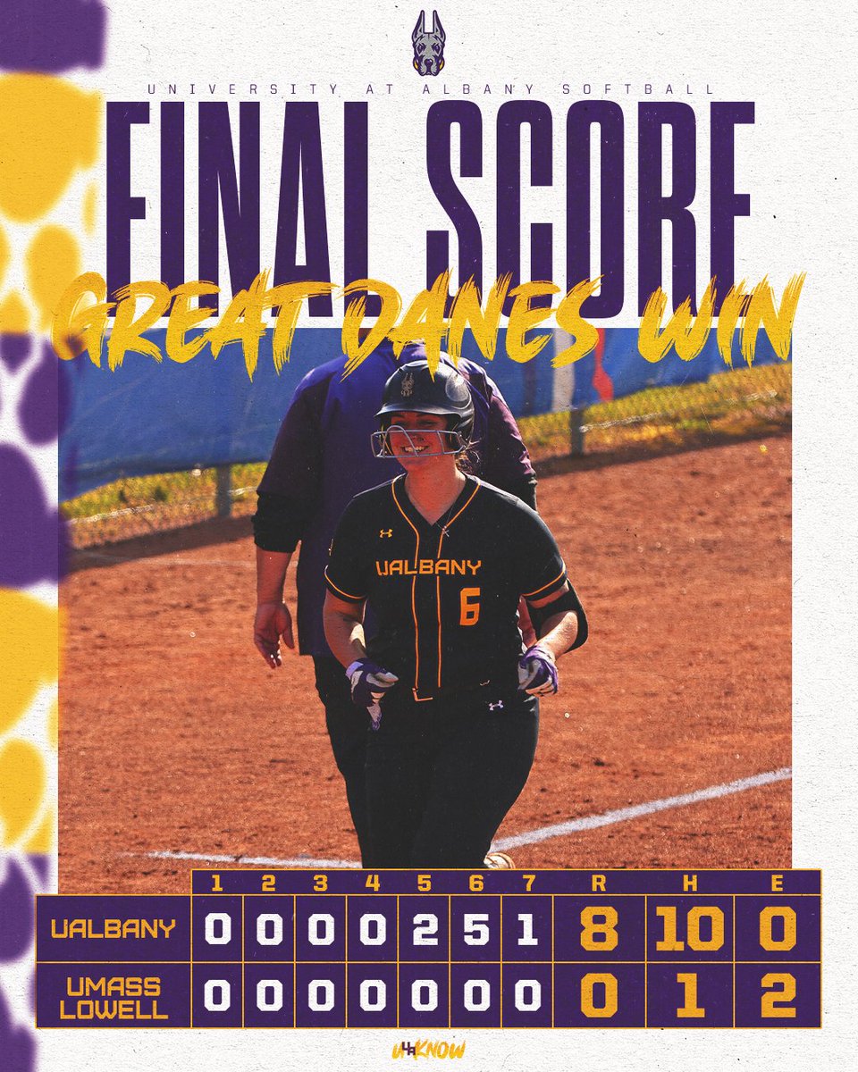 FINAL | The Great Danes sweep UMass Lowell on the road with a second eight-run victory! #UAUKNOW // #AESB