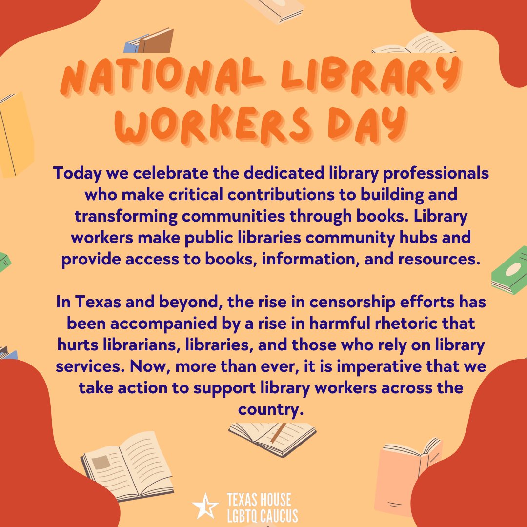 With #BookBans and hateful messaging about Librarians on the rise in #Texas, our library workers need our support now more than ever. Thank you to all the library workers out there for your amazing work! 

#LibraryWeek #library #librarian #readbooks