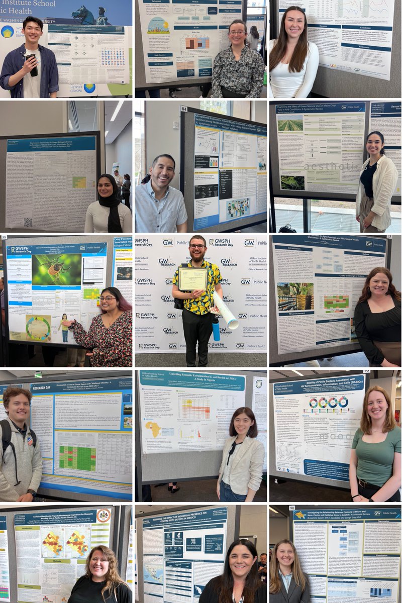 Incredible showing by EOH students and staff this afternoon at @GWpublichealth @GWResShowcase! Topics ranged from antibiotic stewardship intervention to green space, climate-exacerbated natural disasters, agrochemical exposures, and more. Congratulations to all!