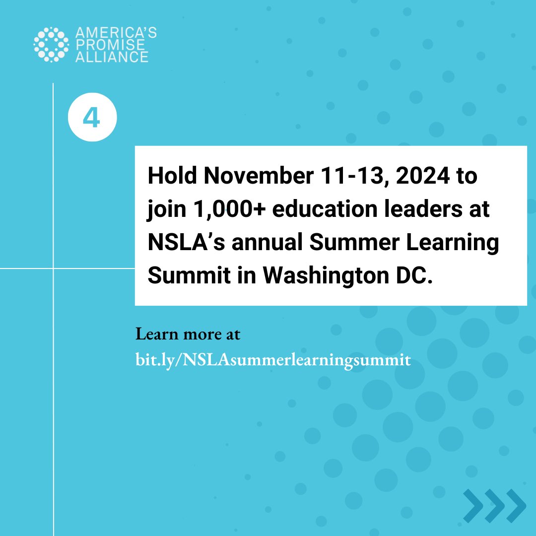 Check out these four partnership and learning opportunities that are being offered by the National @SummerLearning Association (NSLA) this summer! Learn more at bit.ly/4aLf7Fh