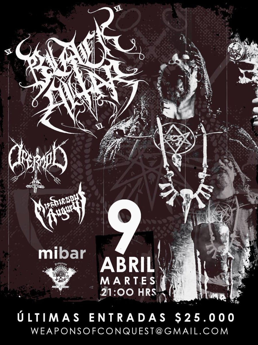 BLACK ALTAR 🇵🇱 | Black Metal | 🤘💀🤘 We are happy to confirm that our concert in Santiago, Chile will happen today, the 09th of April. We fly there tonight with a short stop in Panama.