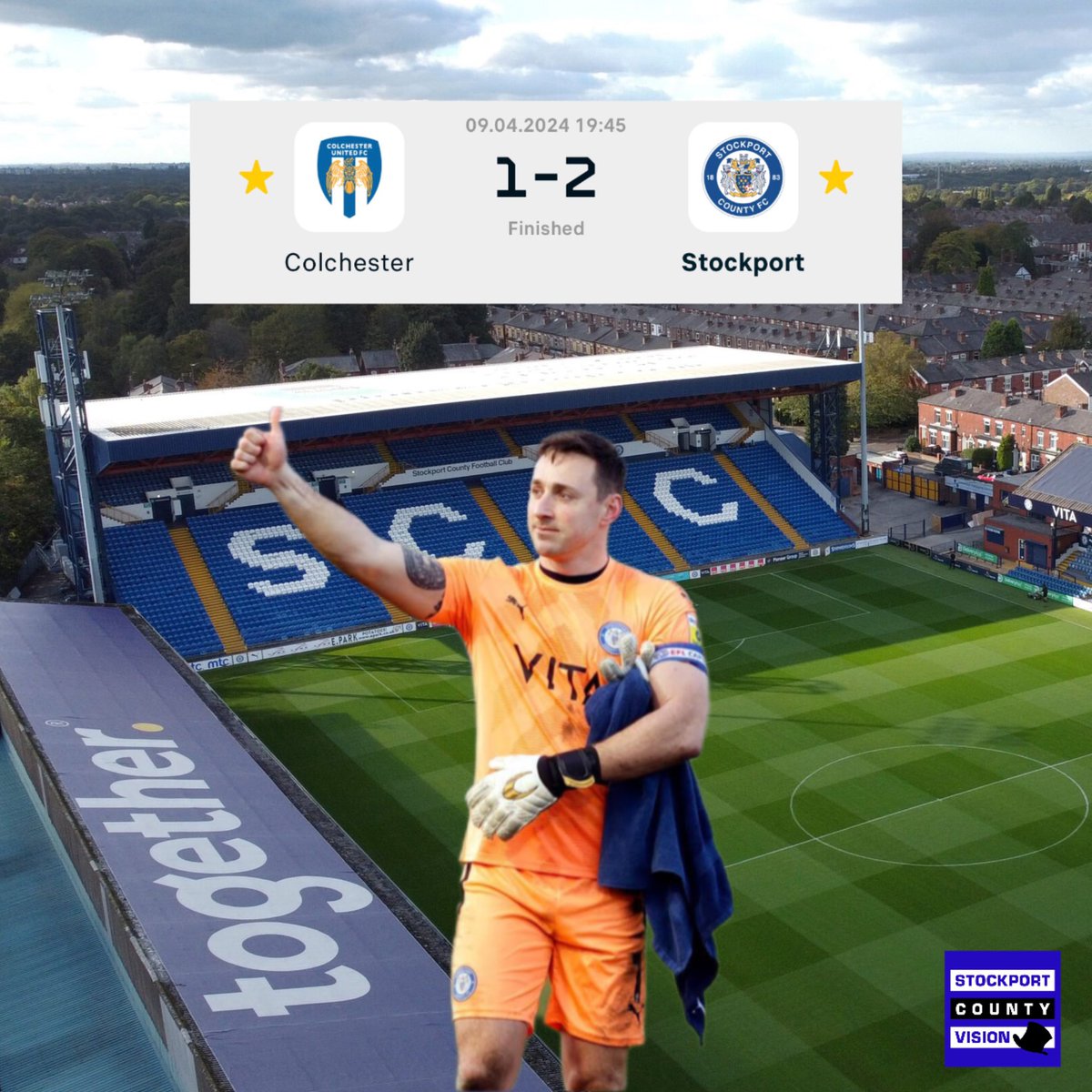 SCFC_Vision's tweet image. 🔵⚪️𝗧𝗵𝗲 𝗚𝗼𝗮𝘁 𝗦𝗮𝘃𝗲𝘀 𝘁𝗵𝗲 𝗛𝗮𝘁𝘁𝗲𝗿𝘀 𝗔𝘄𝗮𝘆 𝗙𝗿𝗼𝗺 𝗛𝗼𝗺𝗲🔵⚪️
Powell and Madden gave Stockport the advantage but it was Ben Hinchcliffe who kept County in the game with his penalty save 🐐 1 More Point and we’ll be playing League One football next season 💪