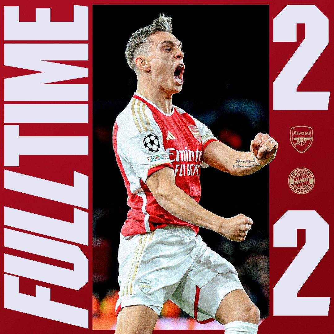 Arsenal's tweet image. A spirited fightback in N5 - all to play for in Munich 👊