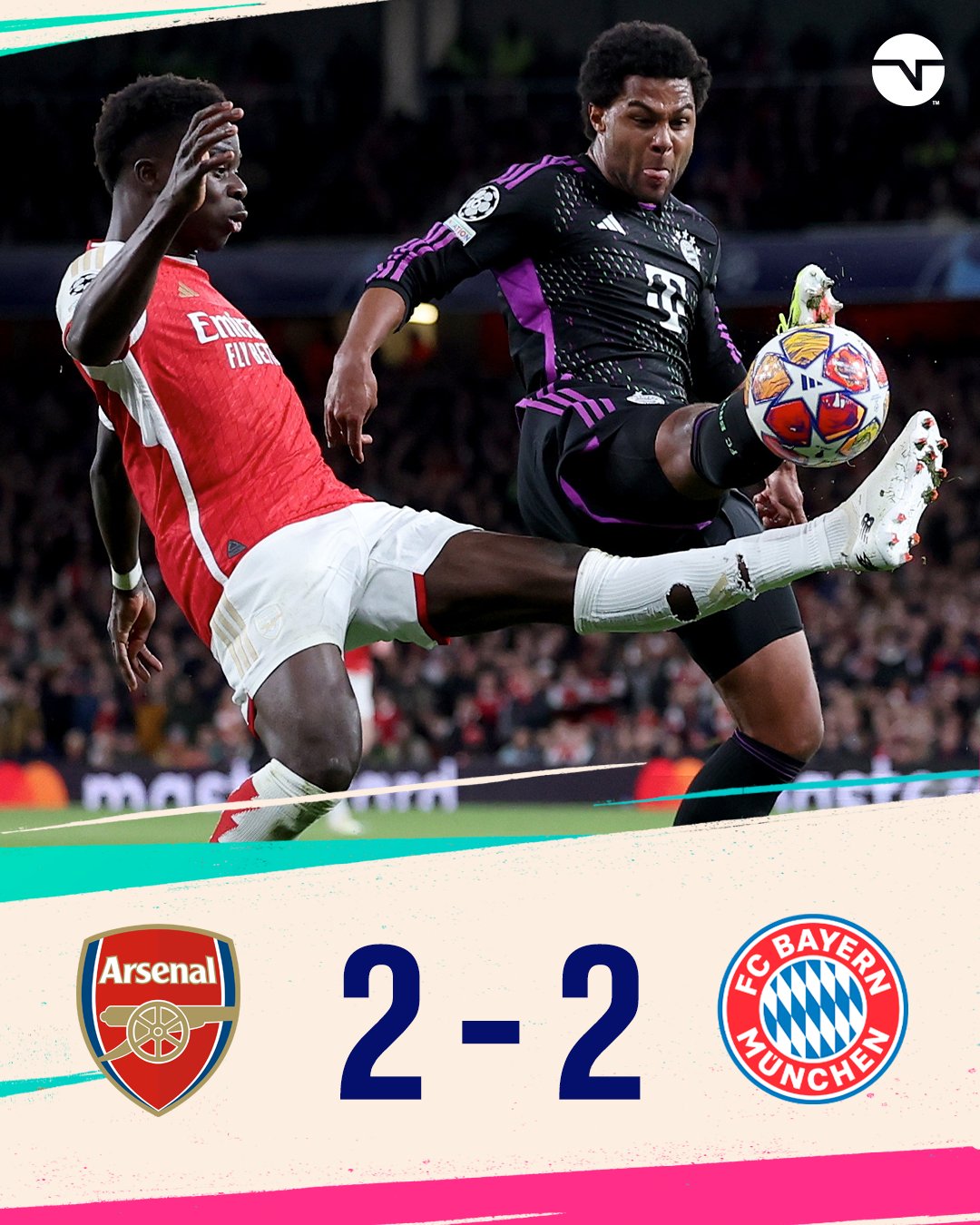 Arsenal 2 Bayern Munich 2 - Champions League 2024 - Ida - Cuartos de final - Video GKwFh4vXsAEXL4x?format=jpg&name=large