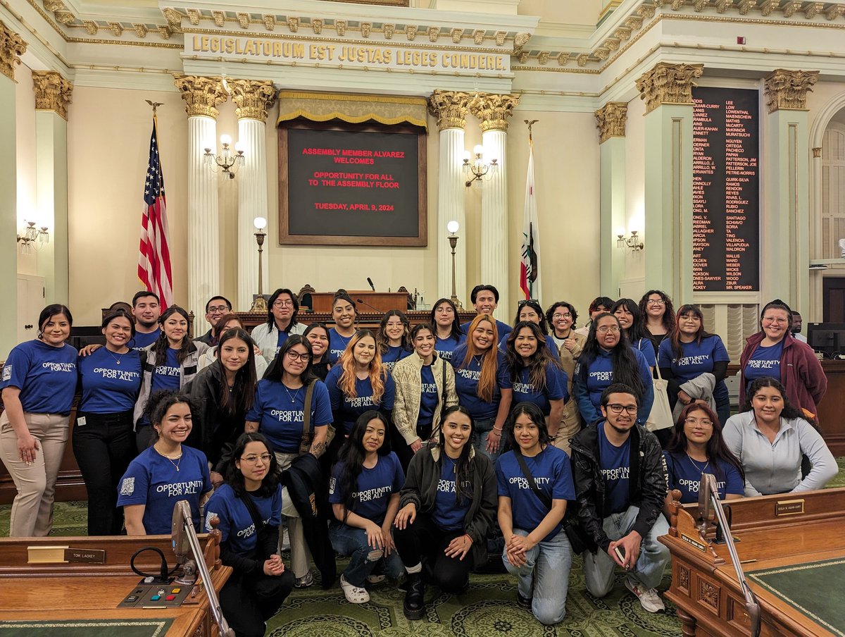 Undocumented students from universities & colleges across CA are at the Capitol advocating for the passage of the #Opportunity4All Act, a bill that would remove barriers to job opportunities for undocumented students at all of CA’s public colleges & universities. @AlvarezSD