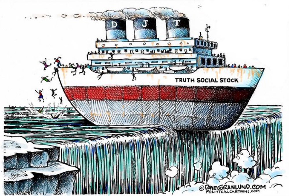 If a picture is worth a thousand words this one is worth a billion in describing the imminent sinking of #Trump’s latest scam #TruthSocial..,!?!?