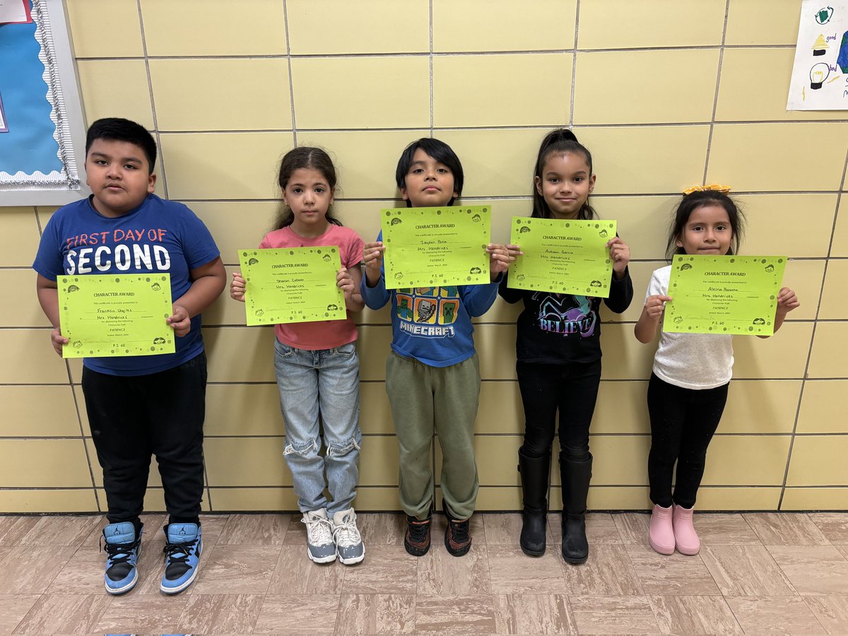 Patience is a powerful character trait that teaches us to stay calm while we wait. These students earned that award. Congratulations @literacy_fox @MrsHarrisonPS60 @PS60queens @D27NYC @DOEChancellor