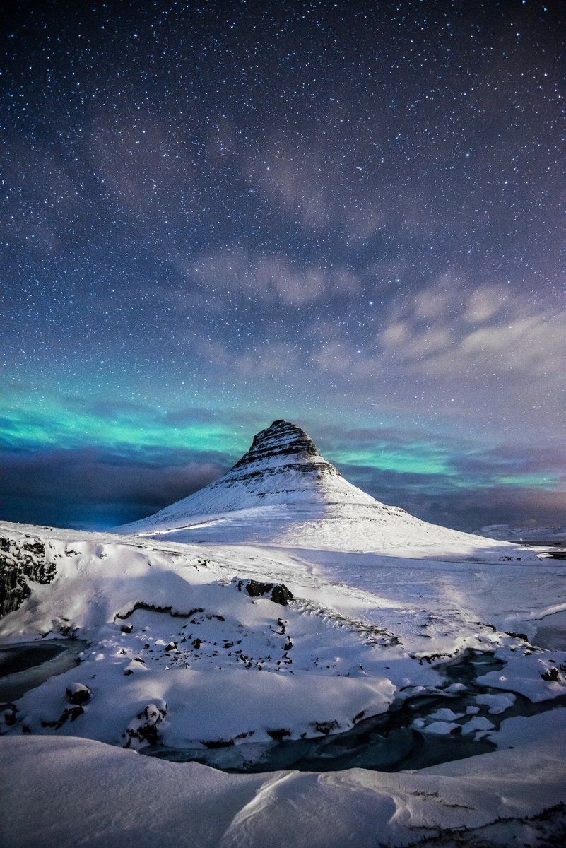 Kuzey ışıkları Kirkjufell, İzlanda