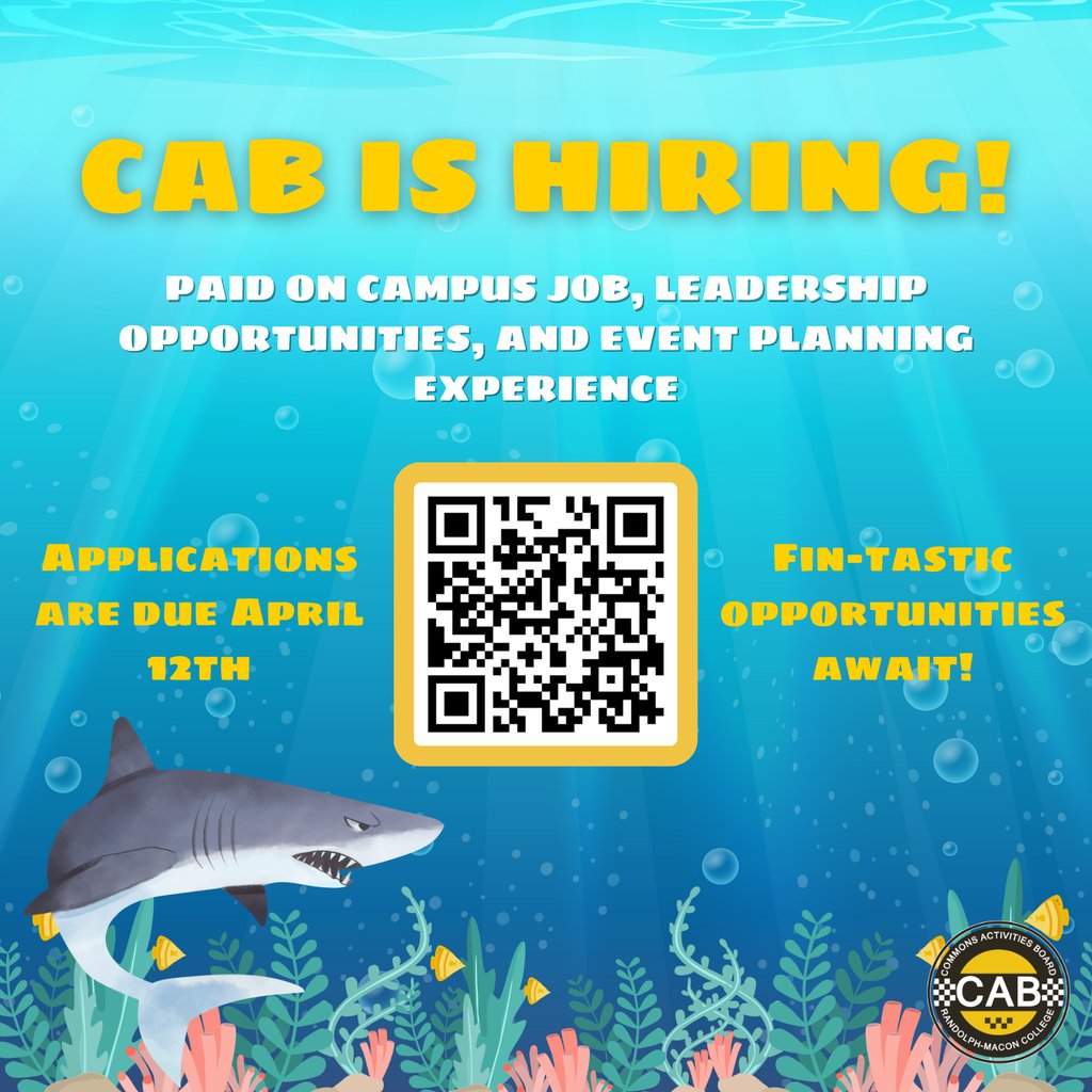Do you have events or programs you would like to see on campus? Then consider applying for the Commons Activities Board! CAB is looking for event planners and specialists to join our team! Applications are due by Friday, April 12, 2024 at 5:00pm. Apply on the BUZZ!