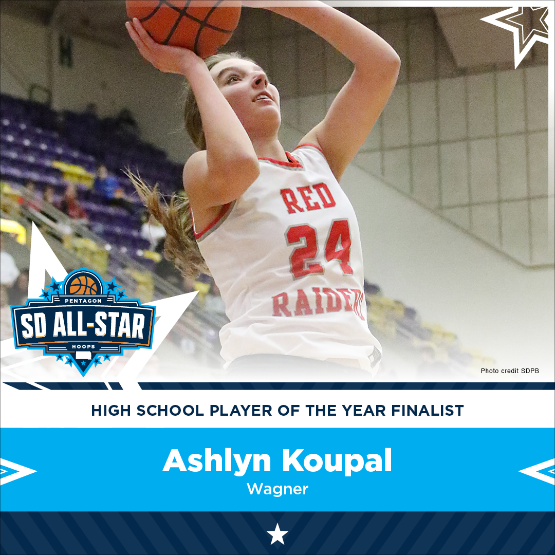 2nd nominee for ⭐ SD All-Star ⭐ girls player of the year: @AshlynKoupal 6-foot-3 guard/forward from Wagner w/ 11 double-doubles & 3 triple-doubles this season. The sophomore @sanfordhoops player, to graduate in 2026, already has many collegiate program offers. #SanfordSports