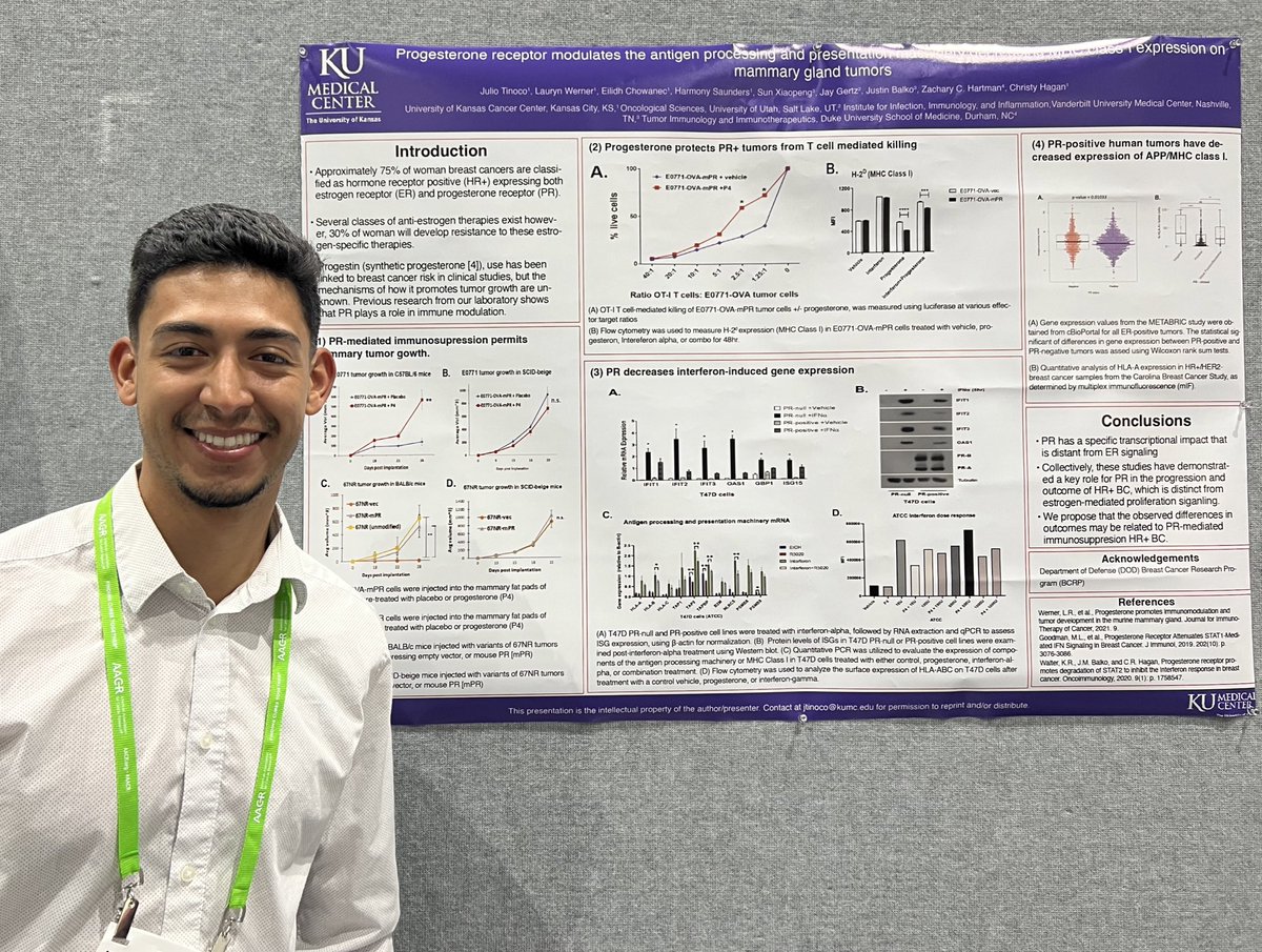 Check @juliotinoco217 sharing his work on MHC class I in breast cancer from @HaganlabKUMC happening now @AACR #AACR24 section 5 board 13! @KUcancercenter
