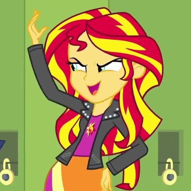 its nice they gave sunset shimmer, the mean popular girl, a punk rock kinda aesthetic and not the famous pink girly type aesthetic because if you had told me twilight had to go face to face with a popular mean girl in HS i wouldve thought she was regina george not this