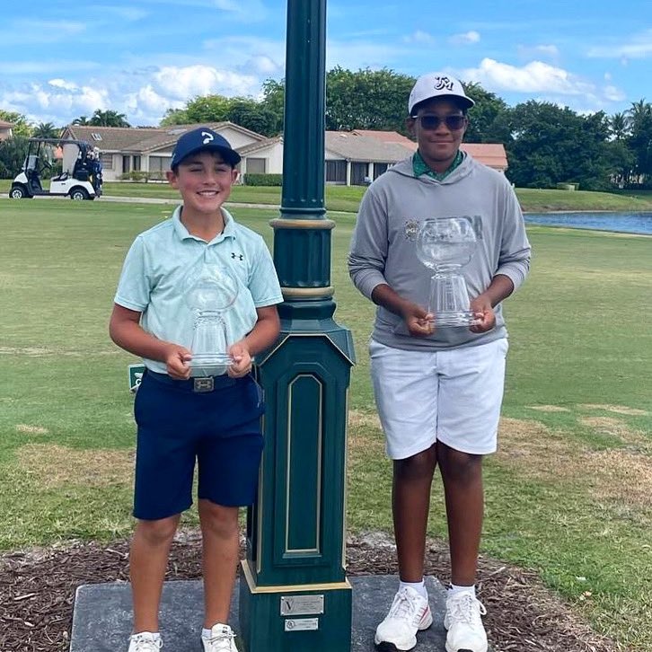 Congrats to our #HV3Athlete @chrisnanatanke on his recent win in the South Florida Medalist Tour Boys 11-12 division. Chris (pictured right in photo) was down by 6 strokes with 11 holes to play in the tournament, and was able to win by 5 strokes! Congrats on your win Chris 👏