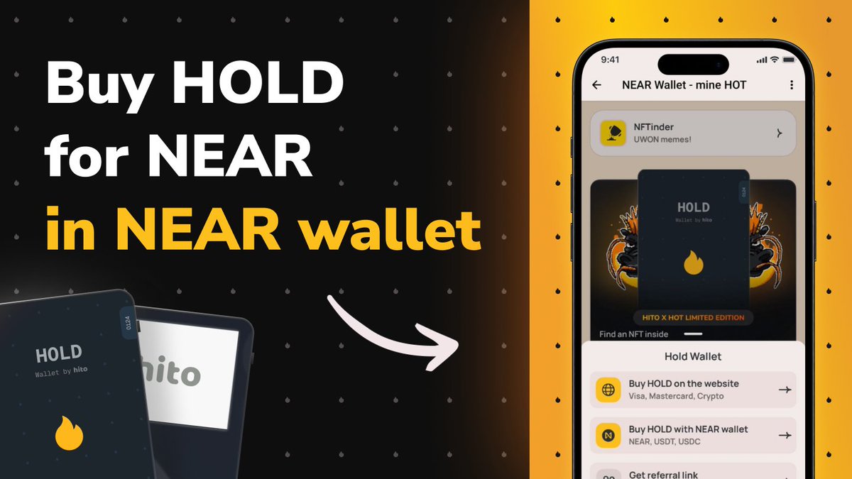 🔥 Now buying a HOLD wallet is even more affordable! 🔥 You can buy HOLD for $NEAR, $USDT, $USDC directly from your Telegram wallet! 🏆 QR-code with a link to mint special NFT will come to your email at the moment of receiving the wallet ❤️