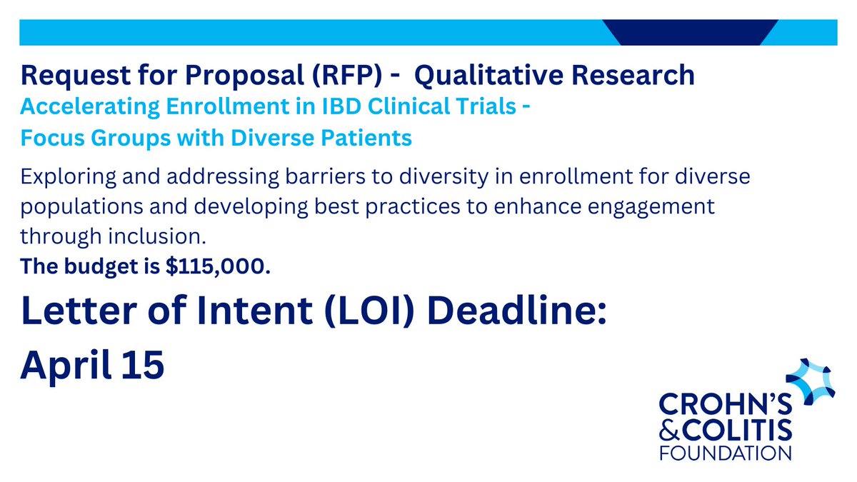 The Foundation seeks a research company that has demonstrated expertise in successfully using a modified Delphi process to arrive at consensus on patient referrals into clinical trials. Learn more and submit your proposal by April 15 here: bit.ly/4cFRxLZ