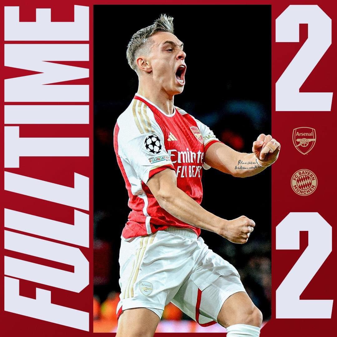 The Gunners displayed mature soccer with a spirited fightback despite being denied a clear penalty at the tail end. All eyes on Munich for the next chapter! #ChampionsLeague