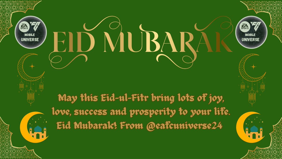 عيد مبارك، مبارك عليكم جميعا @eafcuniverse24 would like to wish Eid Mubarak to all those who celebrate! May it bring you health, wealth and success to your life. All the best for the year ahead. Enjoy today with those closest to you. Blessings to you all 🙏 🎉🎉🎉🎉🎉 @tutiofifa…