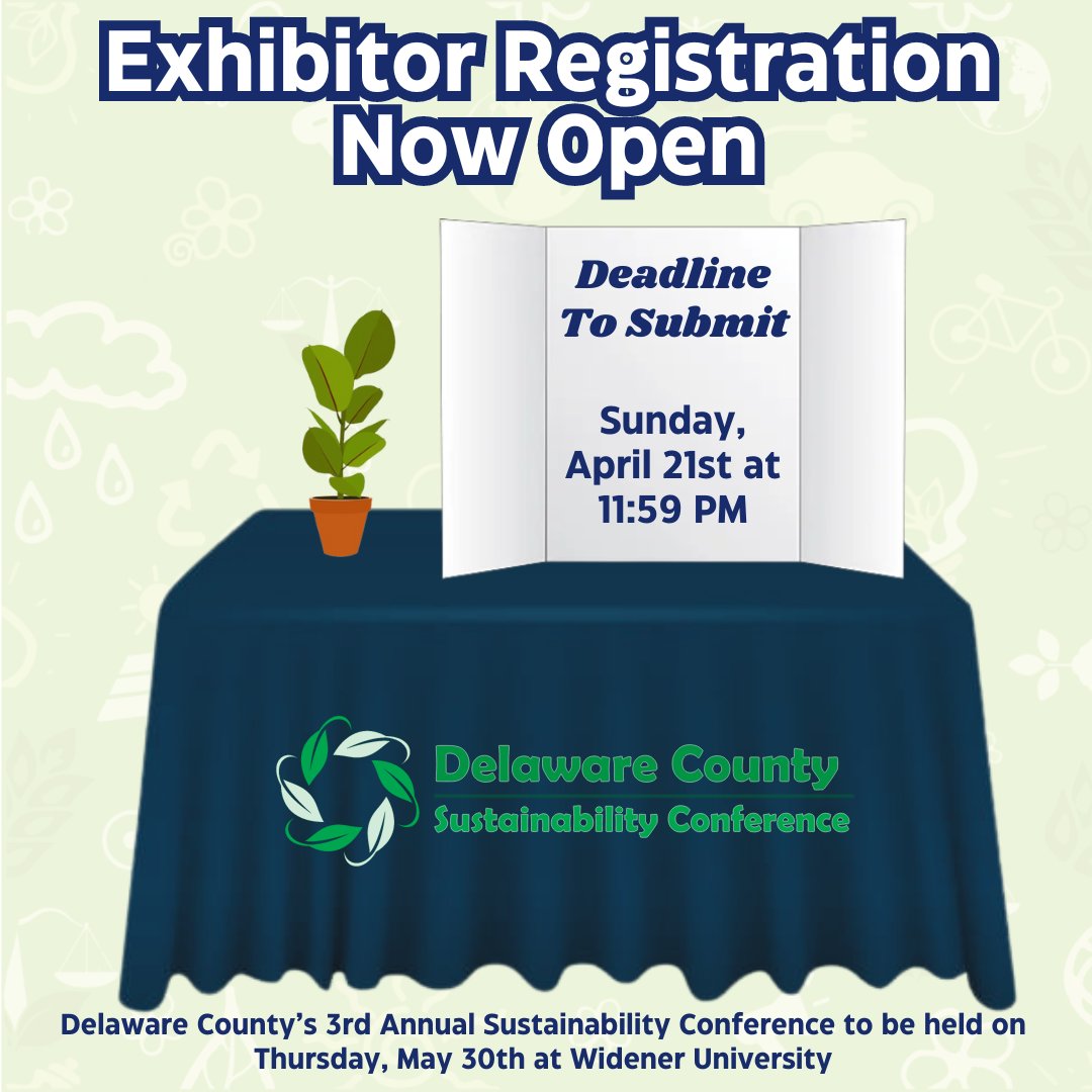 sustaindelco's tweet image. Interested in Engaging Your Community?
Showcase your sustainable solutions as an Exhibitor at the 3rd Annual Delaware County Sustainability Conference to be held on May 30th at Widener University! Sign up here: delcopa.gov/exhibitors
#SustainDelco2024 #ExhibitWithUs