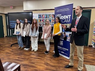 A warm thank you to the office of Sec. of State Amore, US Attorney Zachary Cunha, State Rep @tanzister, teacher Mathew Joubert and Ross Nelson from @CoxComm for helping us to recognize the prize winning student filmmakers from Narragansett High School in Rhode Island