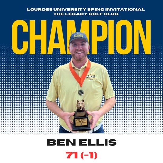 Congratulations to Ben Ellis on an amazing round in tough conditions firing a 71 (-1) for his third collegiate win!

#FearTheHalo