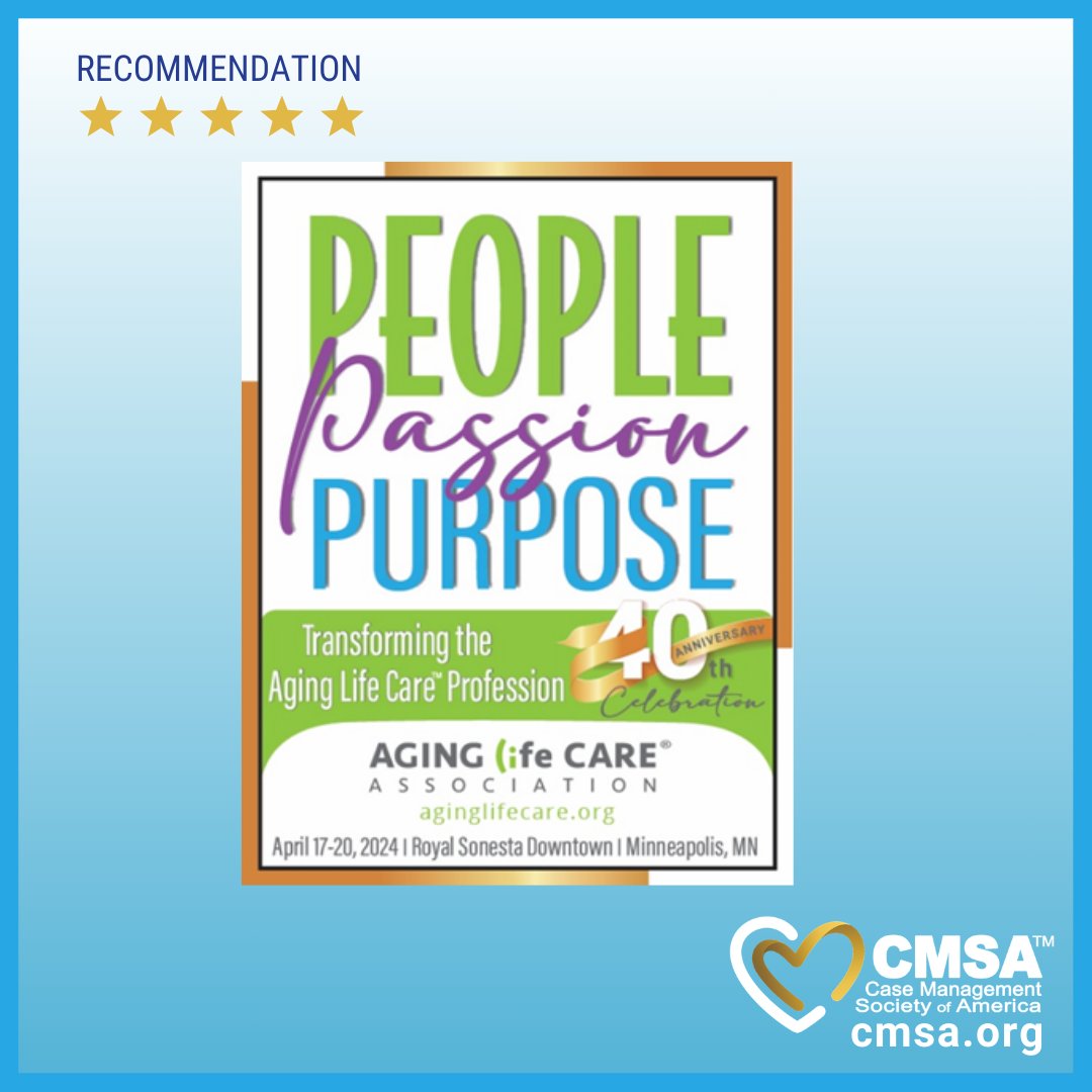 CMSANational's tweet image. #RecommendationWednesday: Don't miss @AgingLifeCare's 40th Annual Conference! From April 17-20, in Minneapolis, you can join industry leaders to enhance your knowledge &amp;amp; network with fellow professionals. Register: 🔗ow.ly/8UQT50QGu1b #CMSA #ALCA #AffiliatePartner