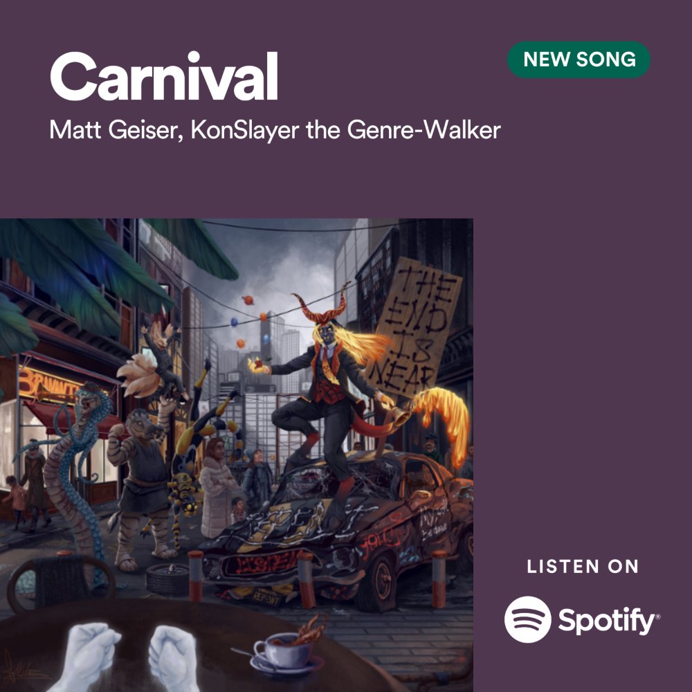 Have you heard my latest release - Carnival? I collaborated with @KonSlayer_GW and we created some #FolkGrunge goodness with some amazing guitar work... Check it out on #Spotify - or your preferred music streaming service.❤️🤘 songwhip.com/mattgeiser/car… #NewMusic #IndieMusic