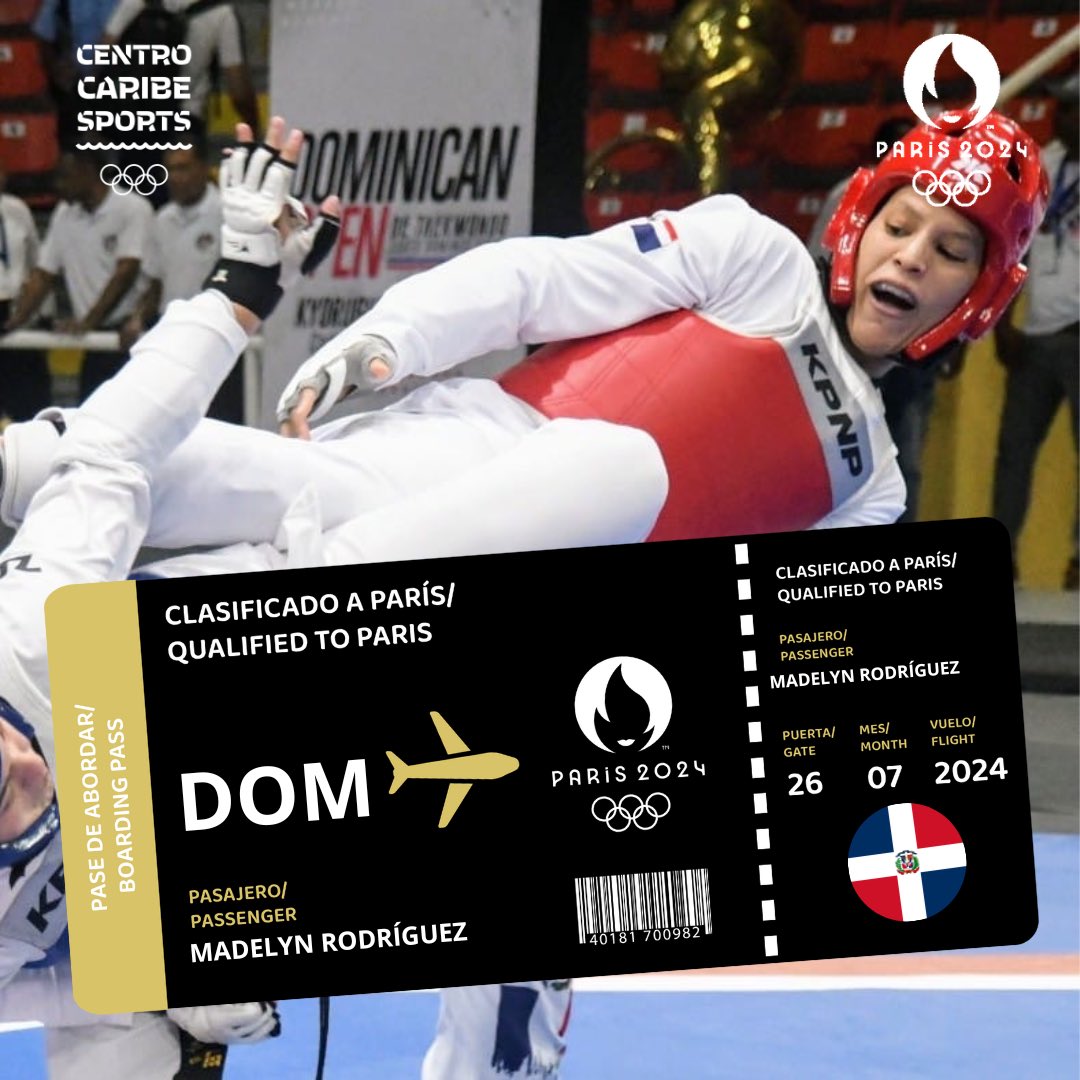🇩🇴🔜🇫🇷 Madelyn Rodríguez 🇩🇴 clasifica a los Juegos Olímpicos @paris2024, tras lograr su boleto en el Panamericano de Taekwondo que se celebra en Santo Domingo, en la categoría -67kg. 👏 ¡Felicidades Madelyn y al @colimdo 🥋🇩🇴🔜🇫🇷! #paris2024 #centrocaribesports