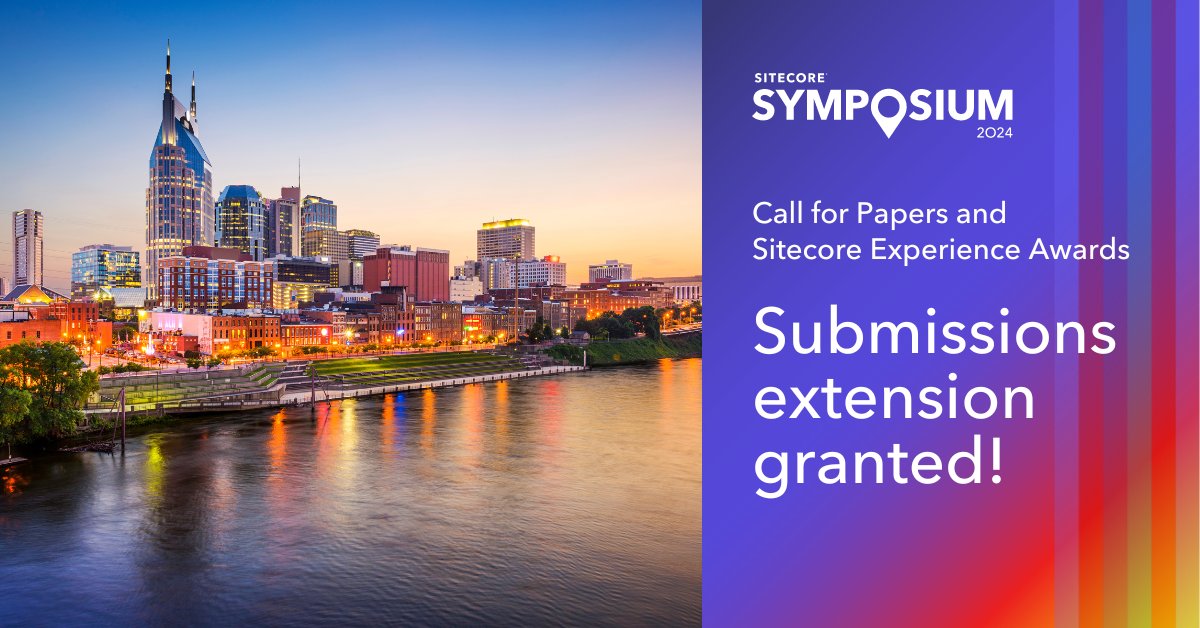 Breaking news! Your extension request has been granted! You now have an extra TWO weeks to polish up your Call for Speakers submissions and Sitecore Experience Awards nominations. Be sure to get everything in by Friday, April 26 at 4pm ET. siteco.re/4ceB3KI