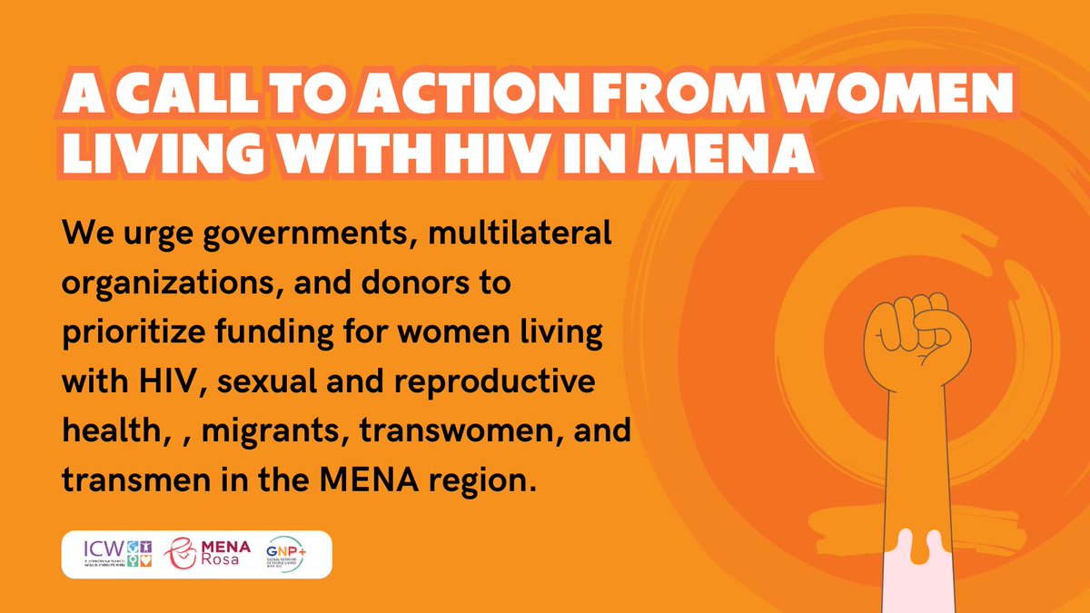 See link below 👇🏾 to read the call to action wlhiv.org/post/a-call-to… 📍 By increasing funding for women living with HIV and other marginalized populations in the MENA region, we can end AIDS and reduce HIV while improving women’s health outcomes, well-being, and quality of life.