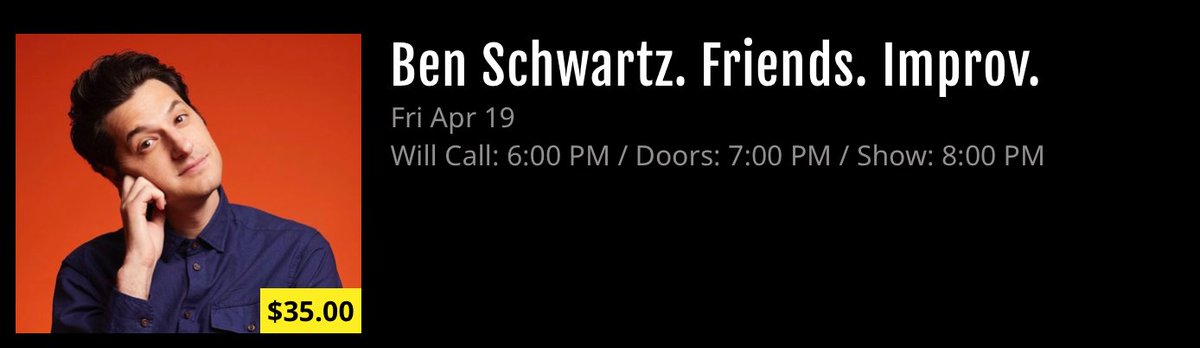Doing only one show at @LargoLosAngeles on 4/19. Get tix here- wl.seetickets.us/event/ben-schw…