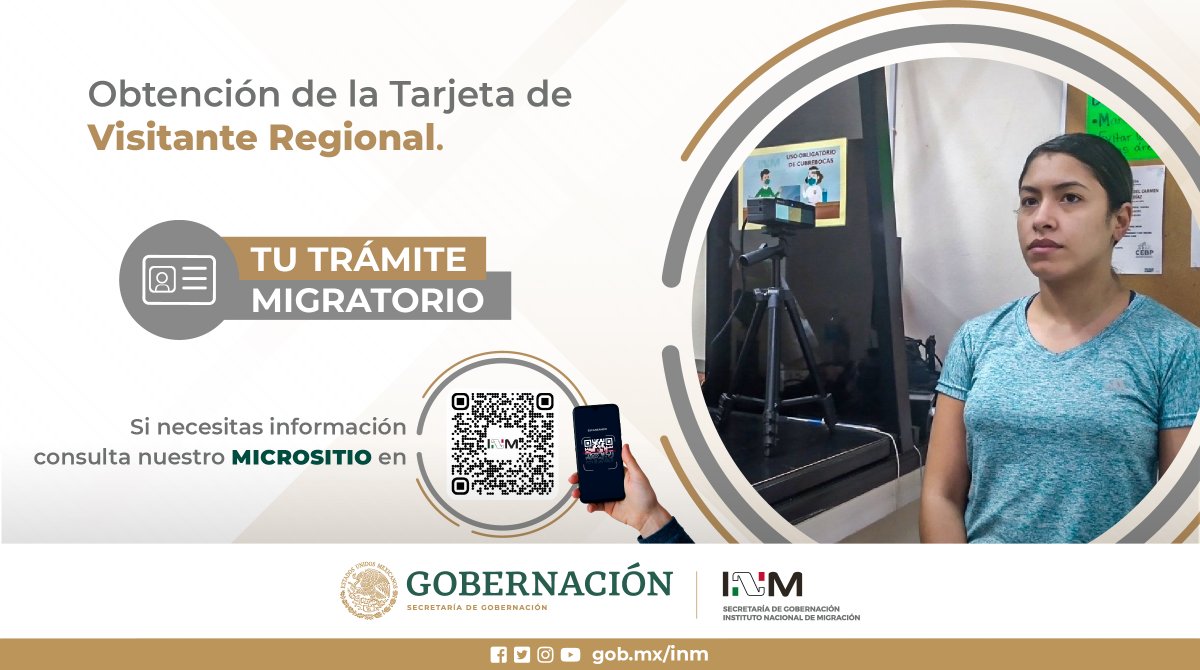 #Ingresa a nuestro #micrositio 📲💻 y obtén la información necesaria de la Tarjeta de Visitante Regional  🪪  emitida por el @INAMI_mx. #INMContigo 🤝#INMMéxico 🇲🇽 

🔗 acortar.link/6Chtqj