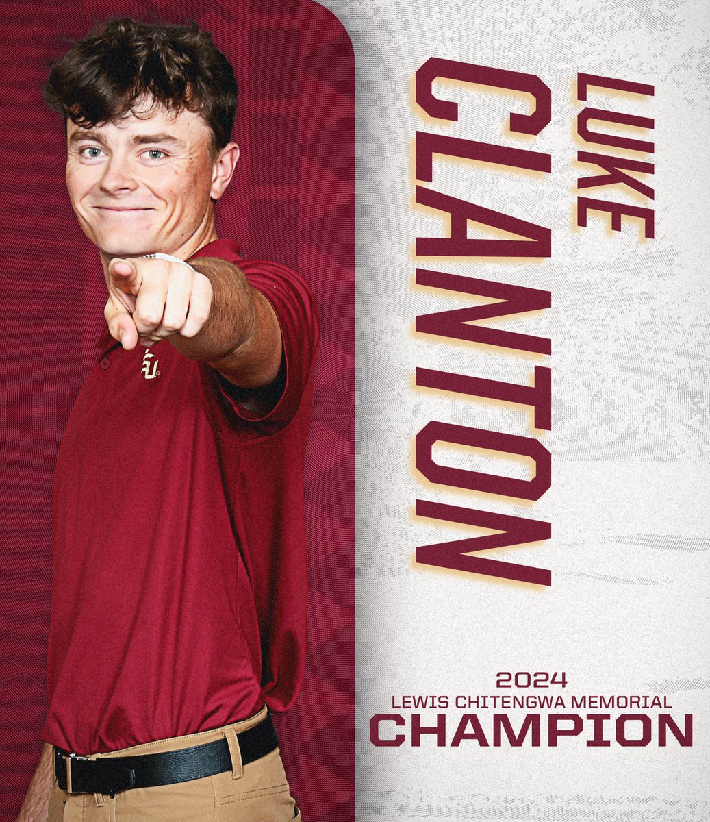 𝑻𝒉𝒆 𝒐𝒏𝒆. 𝑻𝒉𝒆 𝒐𝒏𝒍𝒚 🥇 Luke Clanton becomes the first Seminole ever to win three consecutive collegiate tournaments 🤯 He is the 2024 Lewis Chitengwa Memorial champion! 🏆 #OneTribe | #GoNoles