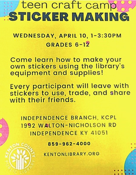 Check out Sticker Making at Kenton County Library!