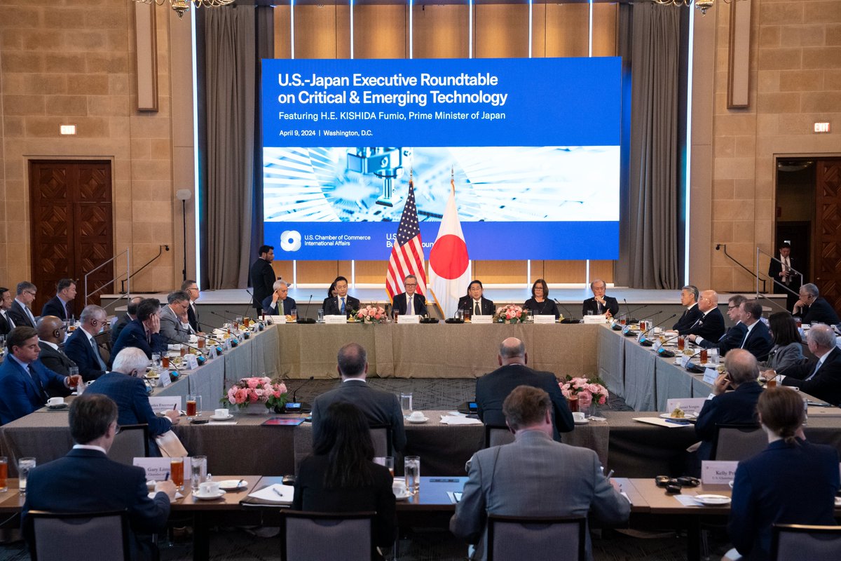 The U.S.-Japan Business Council was thrilled to host @kishida230, Prime Minister of Japan, for the U.S.-Japan Executive Roundtable on Critical and Emerging Technology with 16 of America's top business leaders engaged in promoting the U.S.-Japan economic partnership.