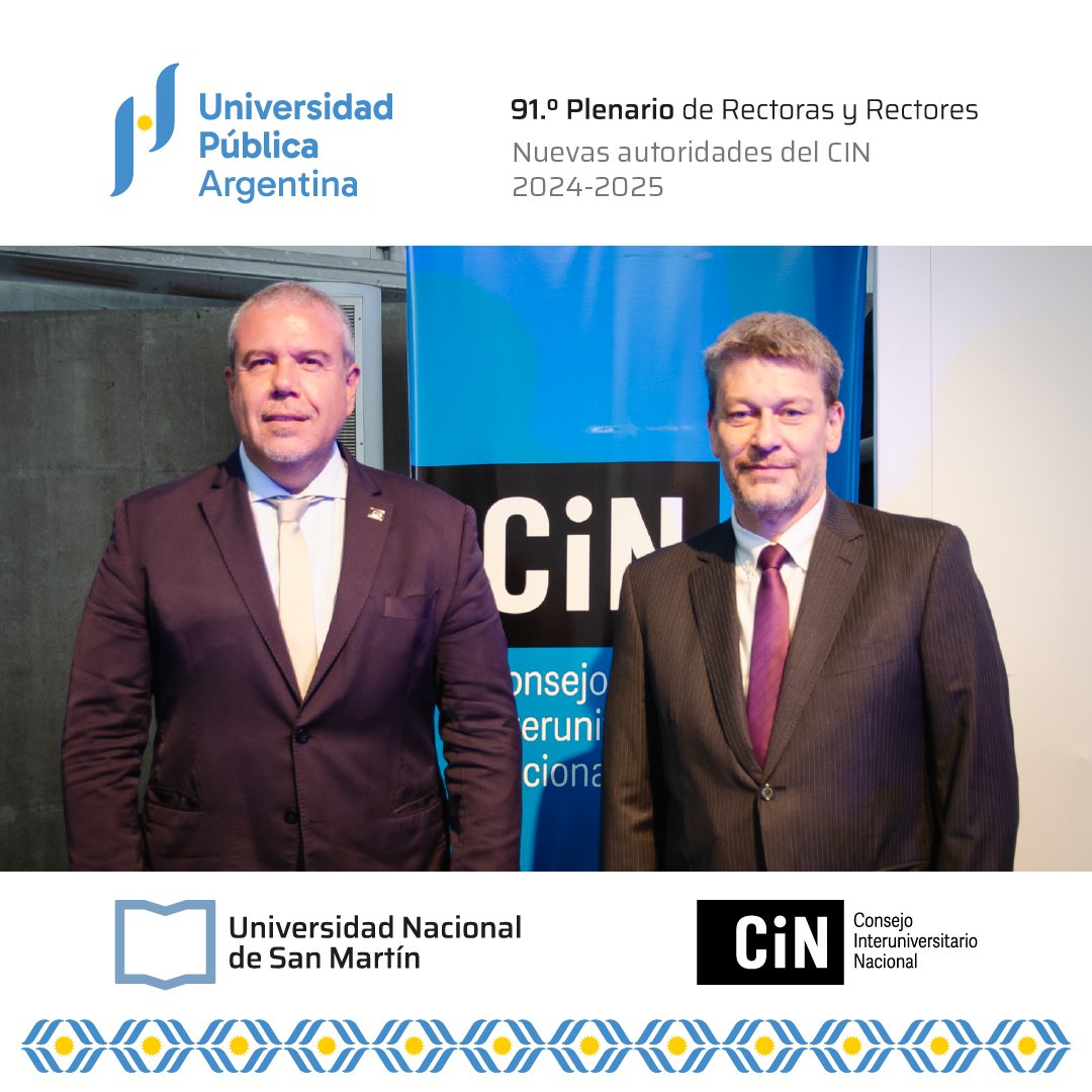 🤝 El rector de la @unslactiva, Víctor Moriñigo, es el nuevo presidente del <a href="/CINoficial/">CIN</a> y el rector de la <a href="/PrensaUNLPam_ok/">UNLPam</a>, Oscar Alpa, el vicepresidente.

Nueva gestión #CIN
2024-2025
