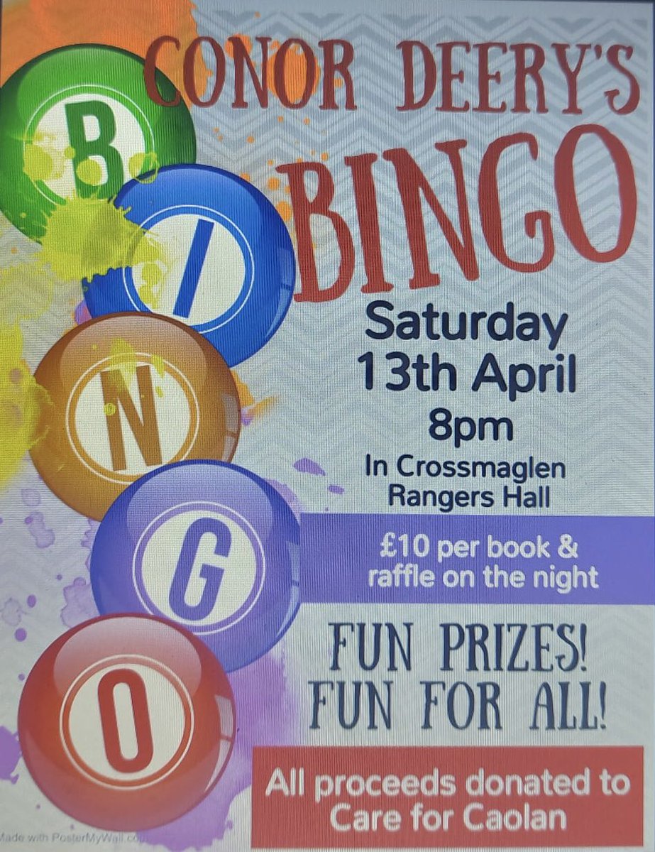 ⭐️A big night for Conor!
👀Conor will be the host with the most next Saturday. 
💙Spread the word, take a friend, lets all come together for an amazing cause, Care For Caolan
Good luck Conor