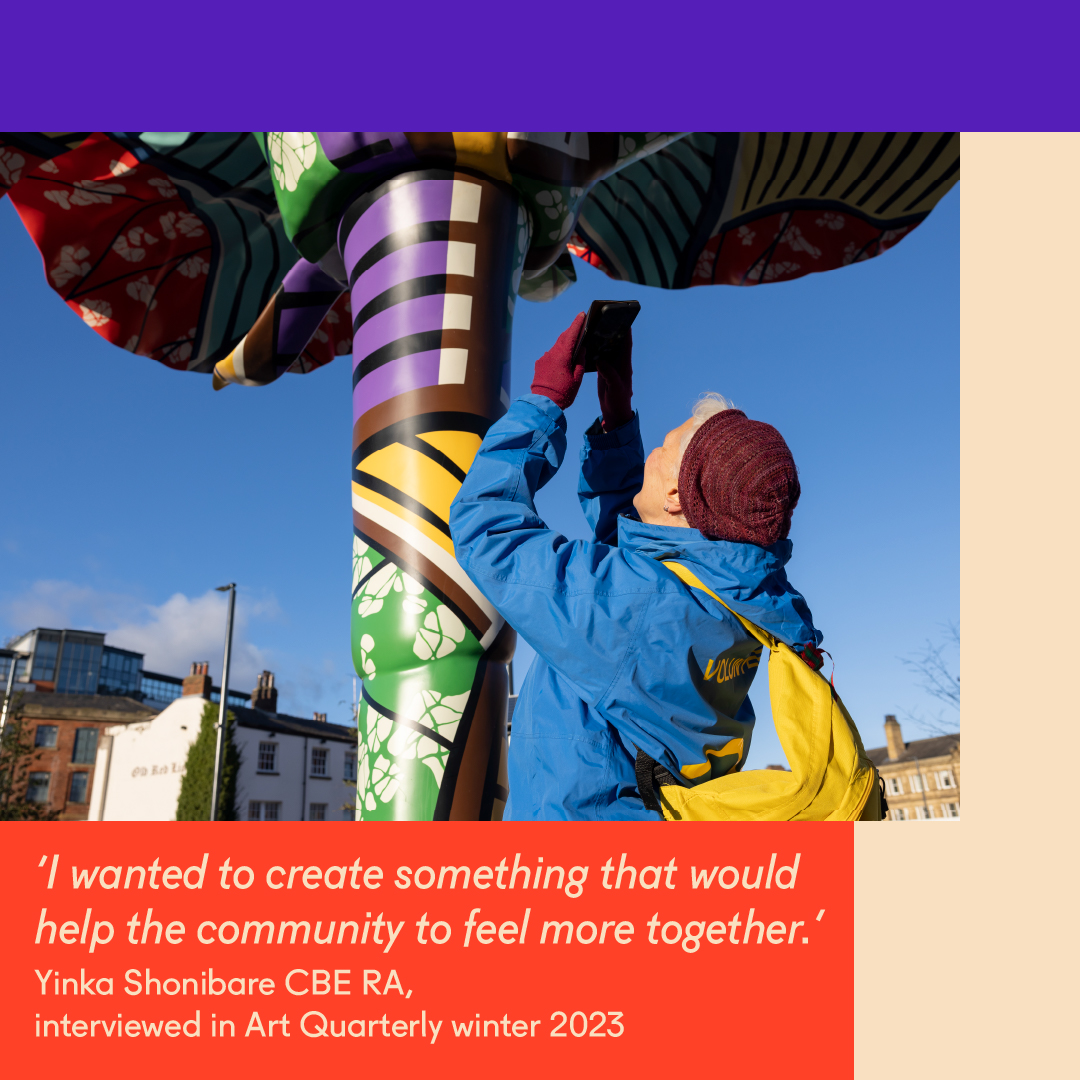 Thanks to your support, Yinka Shonibare’s beautiful sculpture 'Hibiscus Rising' stands tall bringing communities across Leeds together. You helped bring this artwork to life. Help us fund more. 🌺Remember, donations made until 30th April will be matched! bit.ly/4cBJgsn