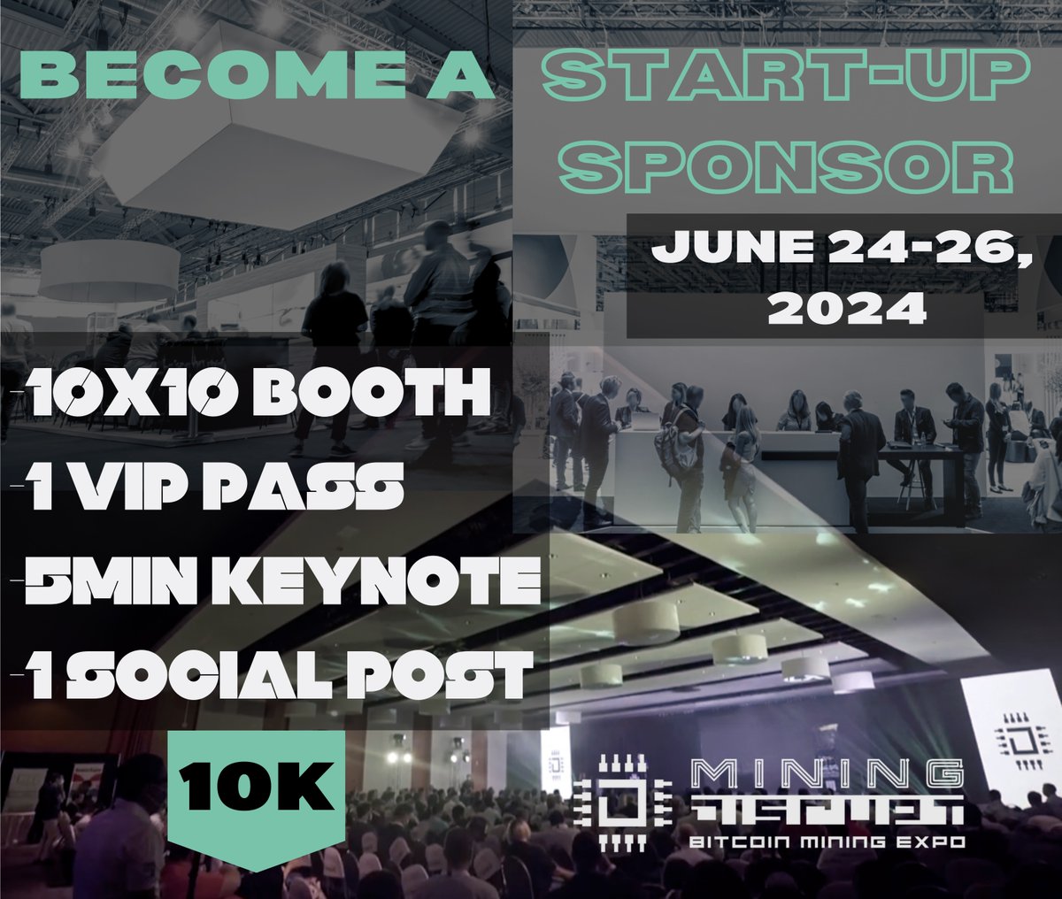 Become a Start-Up Sponsor at the world’s largest bitcoin mining conference and expo!

Get your booth commerce.coinbase.com/checkout/65b69…

Join us June 24-26, 2024 in Miami! Buy your tickets now eventbrite.com/e/mining-disru…

#bitcoin #bitcoinmining #bitcoinminingconference #globalmining…