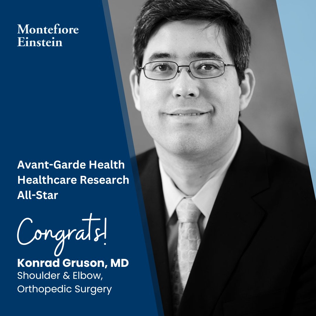 Please join us in congratulating Dr. Konrad Gruson for being named an 'Orthopedic Research All-Star' by Avant-Garde Health!