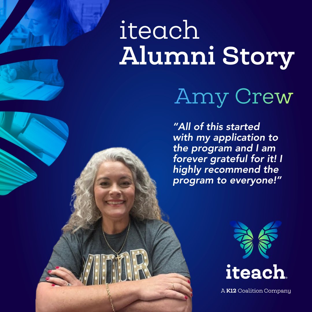 Meet Amy Crew: an iteach alumni who has had the role of teacher, mentor teacher, department head, professor and now Assistant Principal in @VidorISD. Her journey all began with applying to iteach! If you are ready for your journey to begin, visit iteach.net/apply 🍎