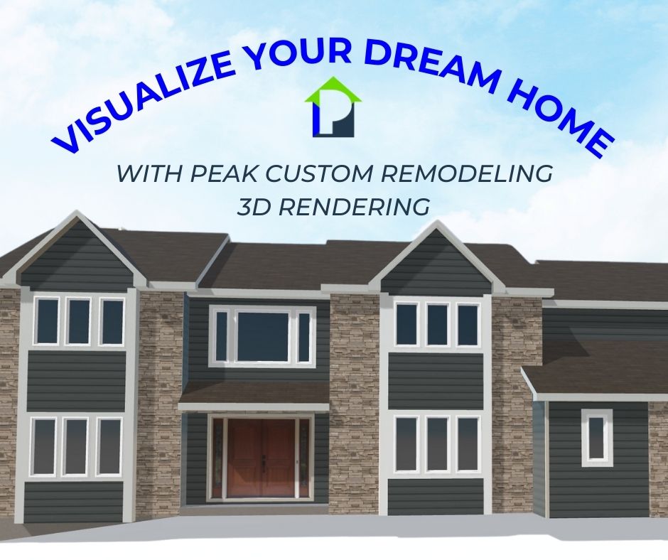 Others tell you, we show you. See your project with our full 3D renderings before you sign a contract.

Visit bit.ly/3DkkTzg to contact Peak Custom Remodeling TODAY!

#PeakCustomRemodeling #Roofing #Siding #NewWindows #NewDoors #CustomRemodeling #HomeImprovement