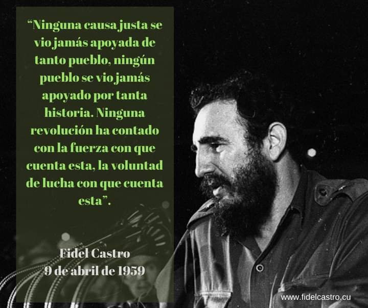 🎙️ #FidelCastro “Ninguna causa justa se vio jamás apoyada de tanto pueblo, ningún pueblo se vio jamás apoyado por tanta historia. Ninguna revolución ha contado con la fuerza con que cuenta esta, la voluntad de lucha con que cuenta esta”.
👉 9 de abril de 1959
#RevolucionCubana