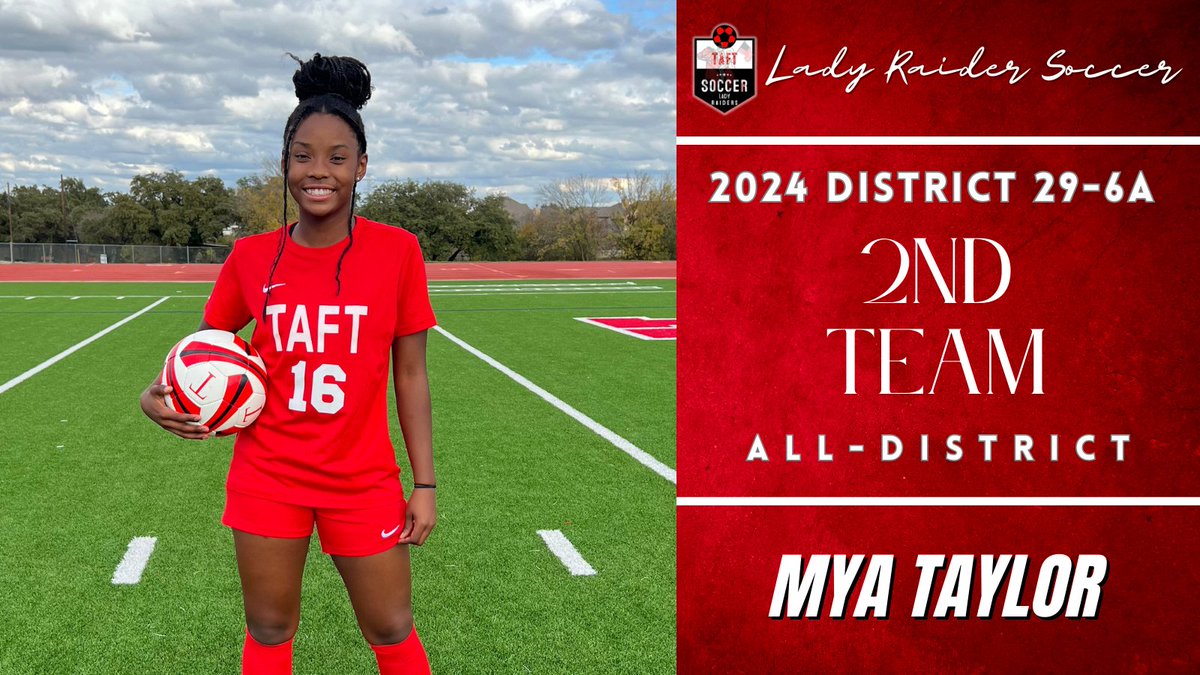 one of our defensive stalwarts, and all around cool customer, as well as a Track standout, congratulations to Mya Taylor, Sophomore, for her selection to the 29-6A All-District 2nd Team!